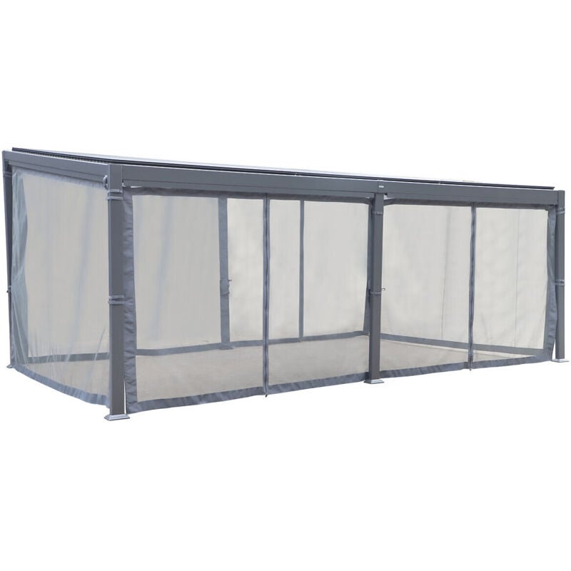 Hesperide - Moustiquaire pour pergola bioclimatique Avila graphite 6 x 3,5m en polyester - Hespéride