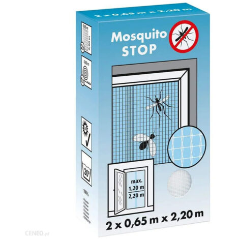 Moustiquaire pour porte, "STOP" blanc, 2 lamelles de 0,65m x 2,20m
