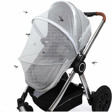 Moustiquaire Poussette Moustiquaire bébé Universelle avec Sangle Élastique Tissu à Mailles Fine Protection Anti-Insectes Optimale Contre Les Piqûres Lavable Moustiquaire