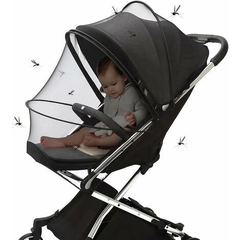 Moustiquaire Poussette Moustiquaire Poussette Universelle avec Sangle Élastique Tissu à Mailles Fine Protection Anti-Insectes Optimale Contre Les Piqûres Lavable Moustiquaire Landeau Bébé (Noir),VEBTl