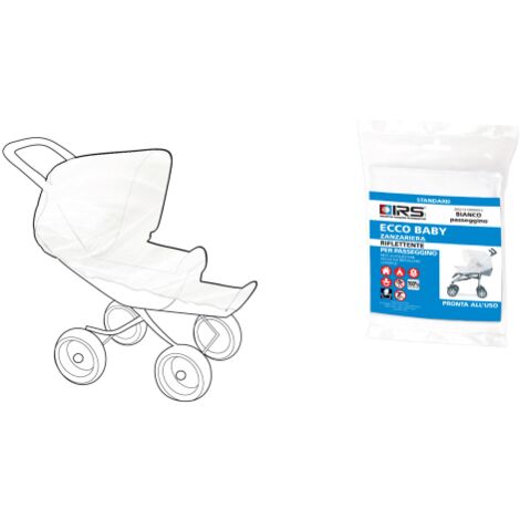 Moustiquaire rA flA chissante Ecco Baby pour poussettes avec filet en polyester blanc