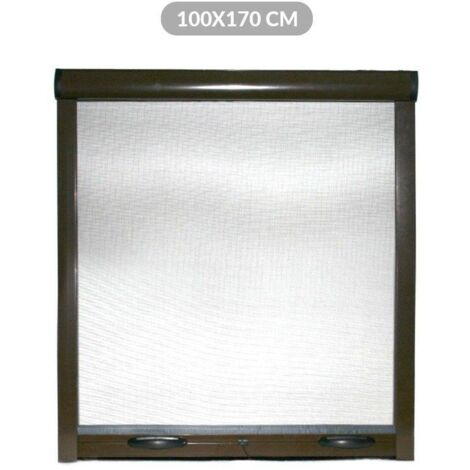 Moustiquaire enroulable réductible pour fenêtres verticales – Dimensions 100x170 cm – Toile en fibre de verre – Structure en aluminium marron – Your Self