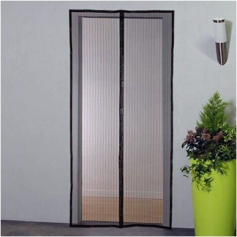 Moustiquaire rideau pour porte  magnetique - H230 cm x L100 cm - Polyester noir