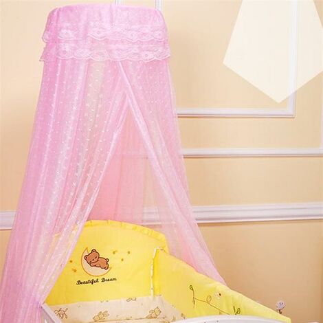 Moustiquaire ronde suspendue pour lit de bébé, support de moustiquaire pour chambre d&39enfants, porte-lit réglable à Clip,Pink,Height 200cm