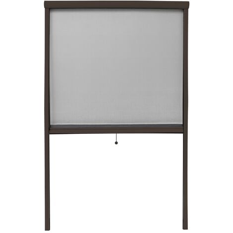 Moustiquaire store pour fenêtre en aluminium marron magnétique 100x160cm