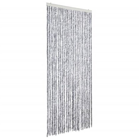 Moustiquaire，Rideau anti-moustique Blanc et gris 100x220 cm Chenille CFW15982