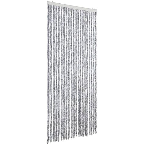 Moustiquaire，Rideau anti-moustique Blanc et gris 90x200 cm Chenille CFW57412