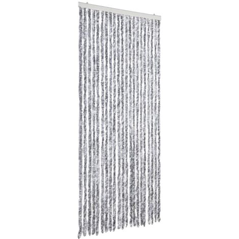 Moustiquaire，Rideau anti-moustique Blanc et gris 90x220 cm Chenille CFW77730