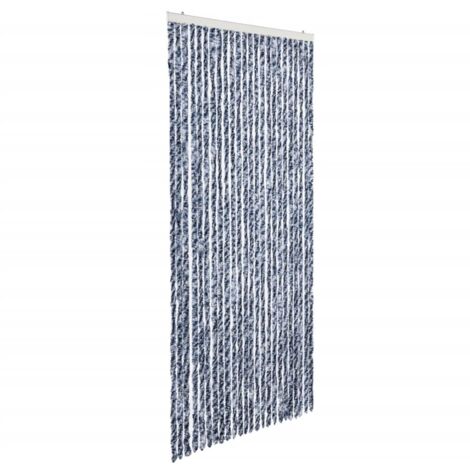 Moustiquaire，Rideau anti-moustique Bleu blanc et argenté 100x220 cm Chenille CFW78971