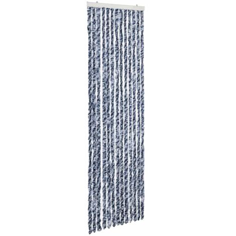 Moustiquaire，Rideau anti-moustique Bleu blanc et argenté 56x185 cm Chenille CFW14950