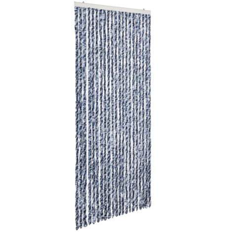 Moustiquaire，Rideau anti-moustique Bleu blanc et argenté 90x220 cm Chenille CFW85943
