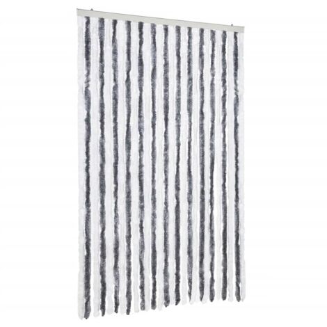 Moustiquaire，Rideau anti-moustique gris et blanc 118x220 cm chenille CFW44960