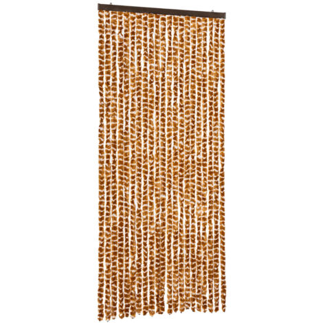Moustiquaire，Rideau anti-moustique Ocre et blanc 90x220 cm Chenille CFW64502