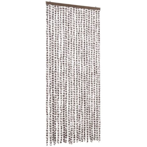 Moustiquaire，Rideau anti-moustique Taupe et blanc 90x220 cm Chenille CFW89218