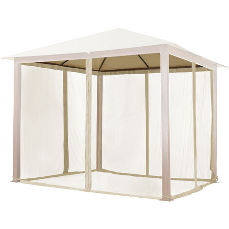 Moustiquaires (4 toiles) pour tonnelle de jardin TOOLPORT Forest Premium 3x3 m, couleur champagne