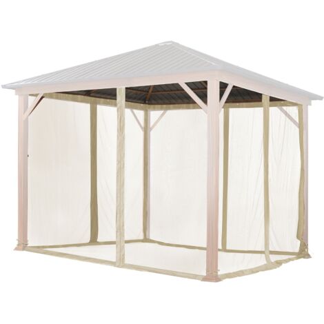 Moustiquaires (4 toiles) pour tonnelle de jardin TOOLPORT Forest Superior 3x3 m, couleur champagne