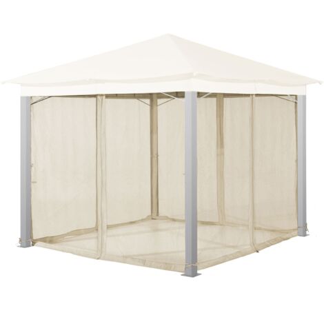 Moustiquaires (4 toiles) pour tonnelle de jardin TOOLPORT Sunset Classic 3x3 m, couleur champagne
