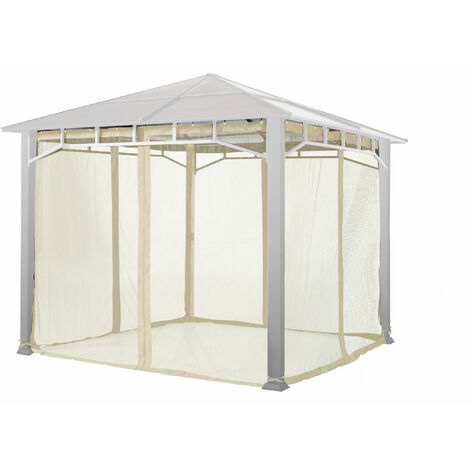 Moustiquaires (4 toiles) pour tonnelle de jardin TOOLPORT Sunset Deluxe 3x3 m, couleur champagne
