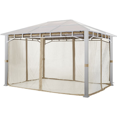 Moustiquaires (4 toiles) pour tonnelle de jardin TOOLPORT Sunset Deluxe, 3x4 m, couleur champagne