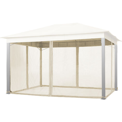 Moustiquaires (4 toiles) pour tonnelle de jardin TOOLPORT Sunset Premium 3x4 m, couleur champagne