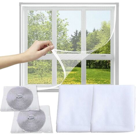 Moustiquaires pour Fenêtre,  Moustiquaire Fenêtre Filet Écran Insecte avec Bandes Adhésives, Fly Bug Mosquito Protection D'écran en Maille Filet, Blanc (2x1.5m)