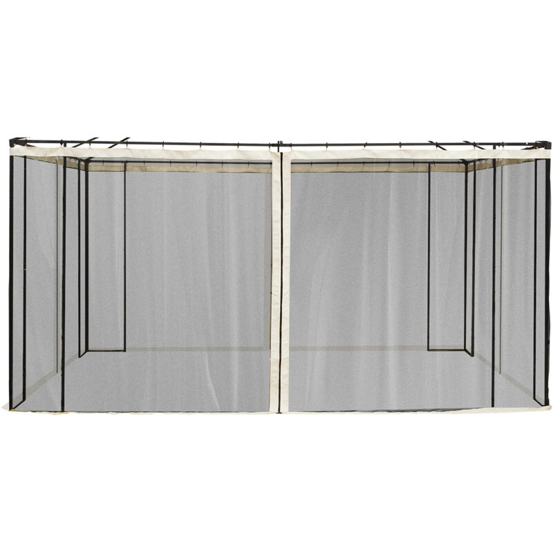 Moustiquaires pour tonnelle barnum pavillon de jardin 3 x 4 m - lot de 4 moustiquaires zippées + crochets d'attaches - polyester nylon