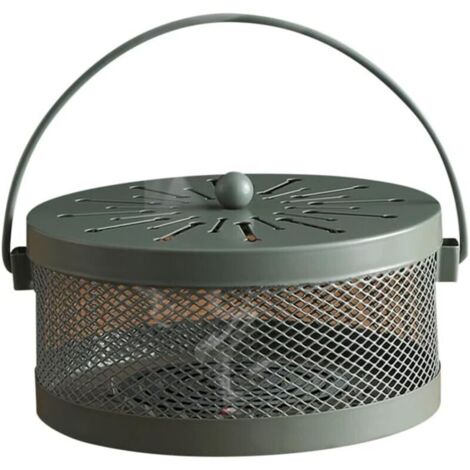 Moustique Porte Bobine, Support Bobine de Moustique Classique Porte-encens de Conception Creuse Florale en Métal Sécurité Anti-brûlure avec Poignée Couvercle pour Maison Et Jardin Extérieur