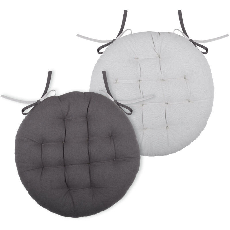 Galette de chaise ronde et bicolore Gris Perle ø 38x38 cm