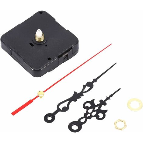 Mouvement de l'horloge, Noir Mécanisme de bricolage Horloge à quartz Mouvement Aiguille des heures Main de seconde Occasion Rondelle Écrou en laiton Pièces de rechange Outils de réparation Kit de régl