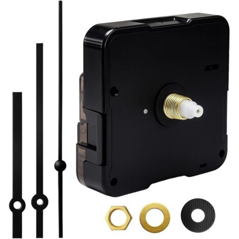 Mouvement d'horloge Silencieux avec Aiguilles Noires, Mecanisme de Pendule a Pile 16m pour Réparation et DIY, Mouvements Horlogers pour Montres Murales, Bureaux, Écoles et Décoration à la Maison