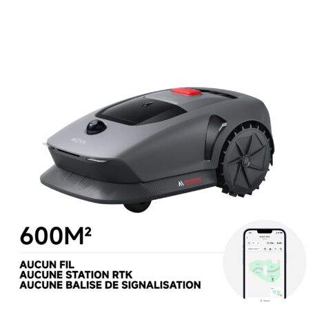 Mova – Robot tondeuse sans fil UltraView™ jusqu'à 600 m² – Évitement intelligent des obstacles – Capteur LiDAR 3D – Pente jusqu'à 45%