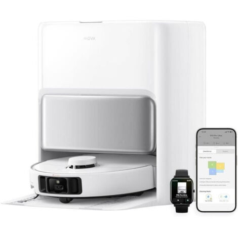 MOVA Pro Ultra - Robot Aspirateur Laveur avec Station - 19 000 Pa - Brosse anti-enchevetrement - Nettoyage automatique