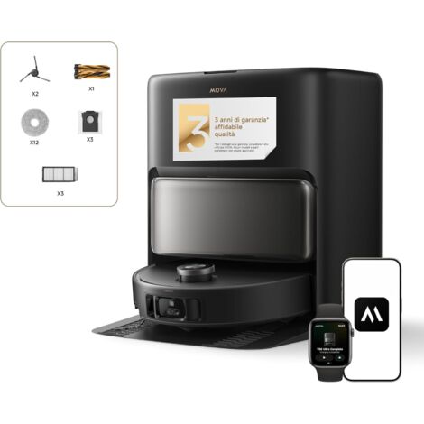 MOVA V50 Ultra Nero – Robot aspirapolvere lavapavimenti 24000 Pa, svuotamento automatico, lavaggio termico DuoSolution™, nero