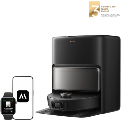 Robot Aspirateur Laveur MOVA V50 Ultra avec vidage automatique, aspiration 24000 Pa, lavage thermique avec DuoSolution™, navigation FlexiRise et technologie StepMaster