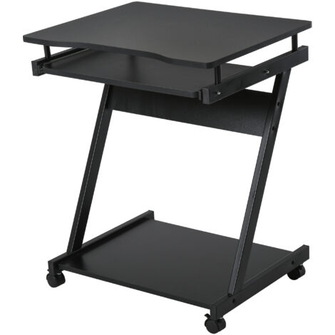 Movable Computer Desk with 4 Moving Wheels Sliding Keyboard Tray Home Office Workstation Black