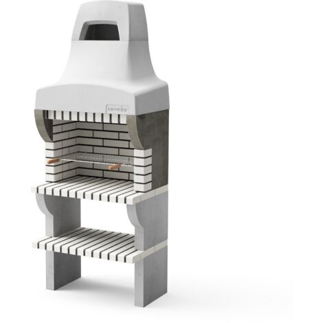 MOVELAR - Barbacoa de Obra Prefabricada de Leña y Carbón Modelo Bailen Plus (Gris Beige - 86,5 x 58 x 220 cm) REF: 8887 - Cocina de Exterior con Chimenea para Jardín y Terraza