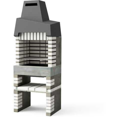 MOVELAR - Barbacoa de Obra Prefabricada de Leña y Carbón Modelo Cali Plus (Gris Beige - 76,5 x 58 x 215 cm) REF: 8889 - Cocina de Exterior con Chimenea para Jardín y Terraza