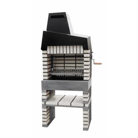 MOVELAR - Barbacoa de Obra Prefabricada de Leña y Carbón Modelo California Plus Full Grill (Gris Beige - 86,5 x 58 x 215 cm) REF: M00135 - Parrilla Argentina para Cocina de Exterior