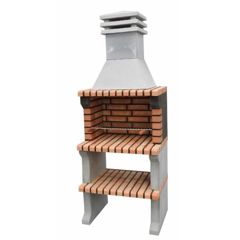 MOVELAR - Barbacoa de Obra Prefabricada de Leña y Carbón Modelo Liz XL (Gris, Naranja - 76 x 58 x 210 cm) REF: 3412/3 - Cocina de Exterior Compacta para Jardín, Terraza o Patio