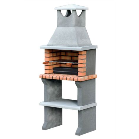 MOVELAR - Barbacoa de Obra Prefabricada de Leña y Carbón Modelo Luna XL (Gris, Naranja - 73 x 47 x 190 cm) REF: 3540/1 - Cocina de Exterior Compacta para Jardín, Terraza o Patio
