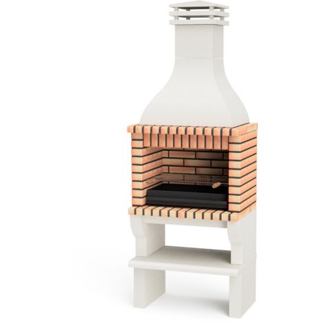 MOVELAR - Barbacoa de Obra Prefabricada de Leña y Carbón Modelo Nevada Plus XL (Gris, Naranja - 86,5 x 60 x 238 cm) REF: 3534/8 - Cocina de Exterior Compacta para Jardín, Terraza o Patio