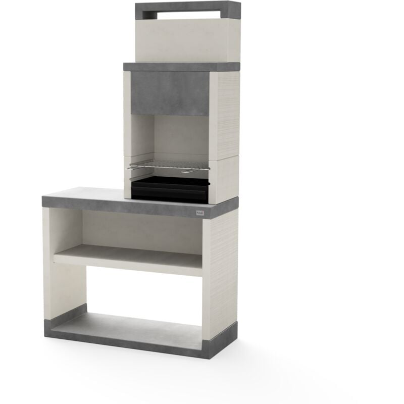 Maestro Ferretero - tuozi - Barbecue fixe pour charbon modèle plan 2 (Gris/Blanc - 110 x 47 x 206 cm) ref: T00876 - Cuisson optimale en plein air