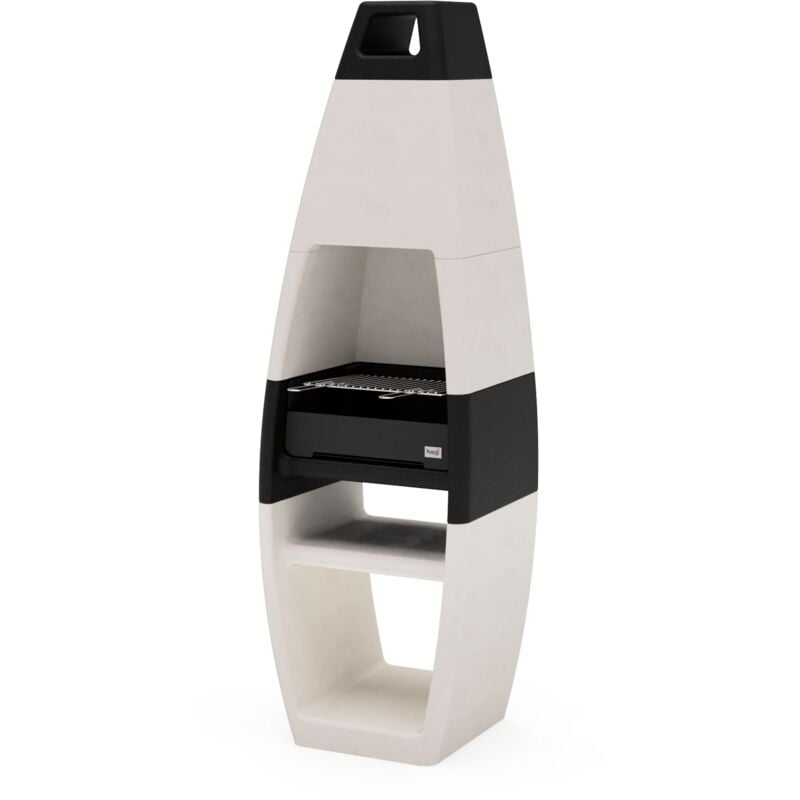 Maestro Ferretero - tuozi - Barbecue fixe pour bois et charbon modèle ego completa (Blanc/Noir - 60 x 47 x 195 cm) ref: 8003 - Design moderne et