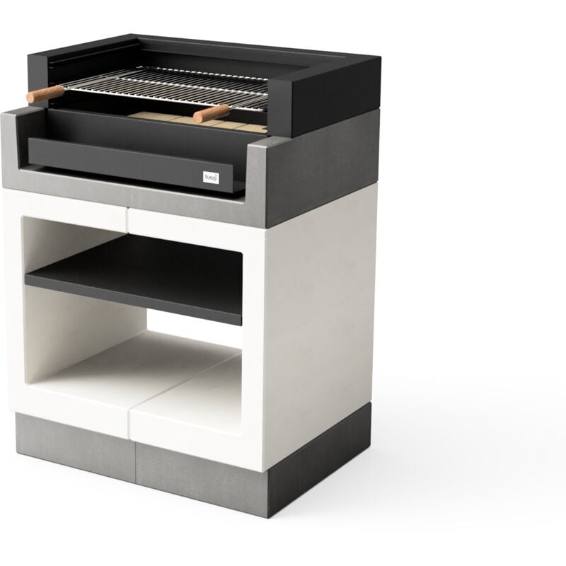 Tuozi - Barbecue fixe pour bois et charbon modèle kitaway grill (Gris/Blanc - 84 x 63 x 115 cm) ref: T00161 - Cuisson optimale, idéal jardin