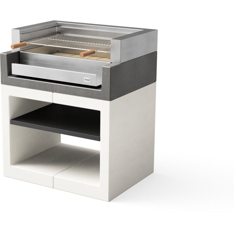 Maestro Ferretero - tuozi - Barbecue fixe inox pour bois et charbon modèle kitaway grill (Gris/Blanc - 84 x 63 x 101 cm) ref: T00558 - Robuste et