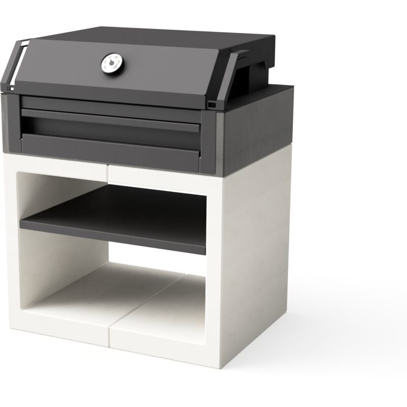 Maestro Ferretero - tuozi - Barbecue fixe pour bois et charbon modèle kitaway grill otte (Gris/Blanc - 84 x 63 x 101 cm) ref: T00574 - Pratique et