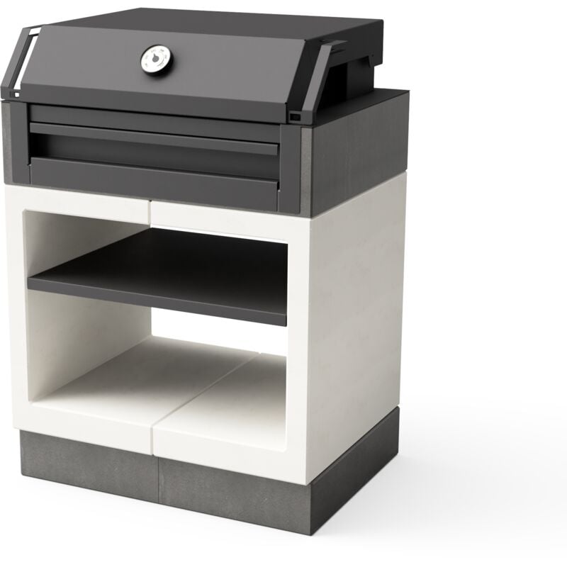 Tuozi - Barbecue fixe pour bois et charbon modèle kitaway grill otte (Gris/Blanc - 84 x 63 x 115 cm) ref: T00316 - Design moderne et fonctionnel