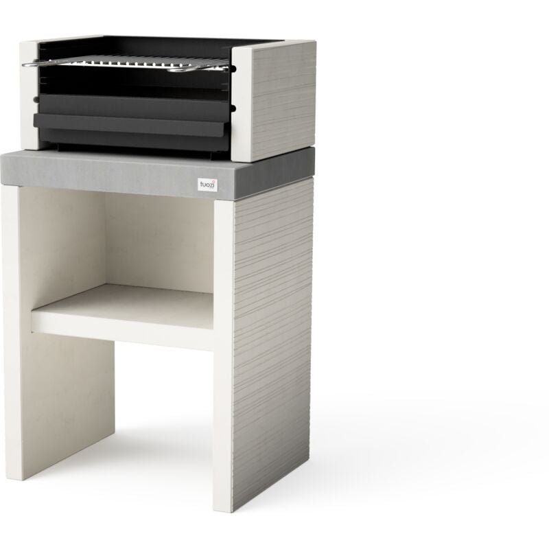 Maestro Ferretero - tuozi - Barbecue fixe pour bois et charbon modèle plan 0 (Gris/Blanc - 59 x 47 x 102 cm) ref: 8021 - Cuisson authentique en plein