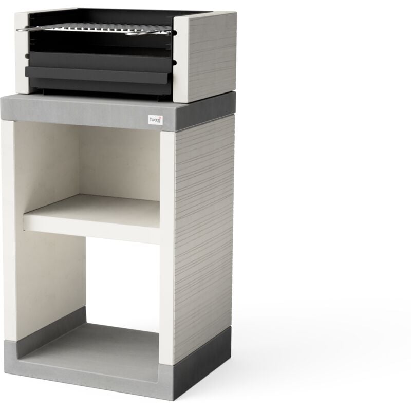 Maestro Ferretero - tuozi - Barbecue fixe pour bois et charbon modèle plan 0 (Gris/Blanc - 59 x 47 x 113 cm) ref: T00870 - Parfait pour cuisine