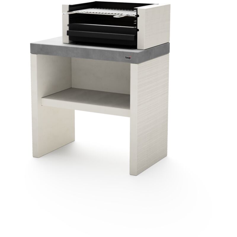 Maestro Ferretero - tuozi - Barbecue fixe pour bois et charbon modèle plan 1 (Gris/Blanc - 78 x 47 x 102 cm) ref: 8026 - Idéal pour repas en famille